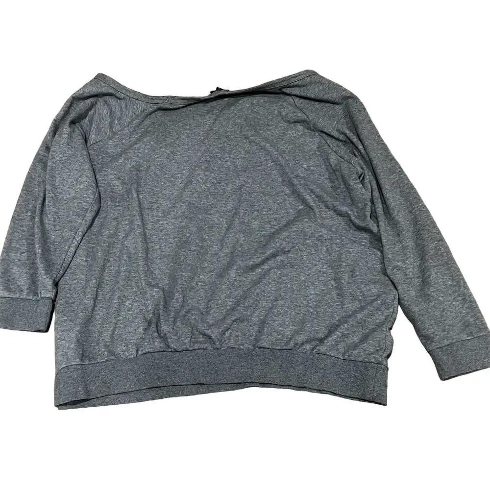 Torrid Women's Plus Size 3 Gray Off Shoulder Sweatshirt Pink Sequin Lips Casual - Picture 6 of 9